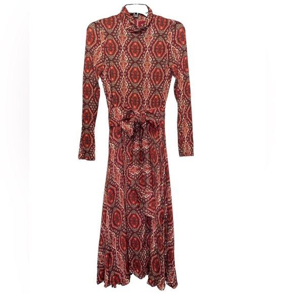 Alice + Olivia Clare Long-Sleeve Burgundy Turtleneck Dress with Belt NWT - Picture 2 of 8